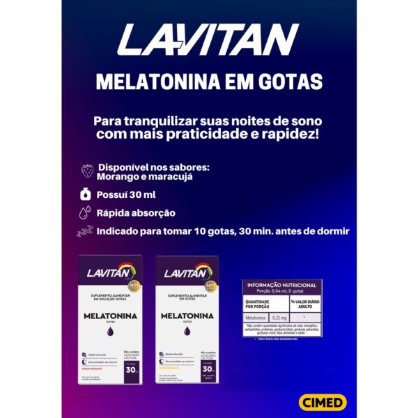 Lavitan Melatonina Gotas Sabor Morango e/ou Maracujá - 30ml - Image 3