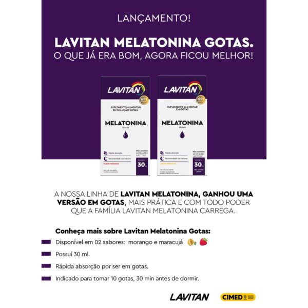 Lavitan Melatonina Gotas Sabor Morango e/ou Maracujá - 30ml - Image 4