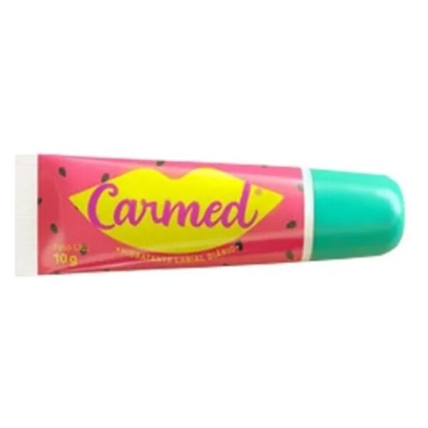 Kit Carmed Hidratante Labial c/ 4 und - 10g cada. Sabores: Melancia, Menta, Baunilha e Pêssego. Com Manteiga de Cacau. - Image 3