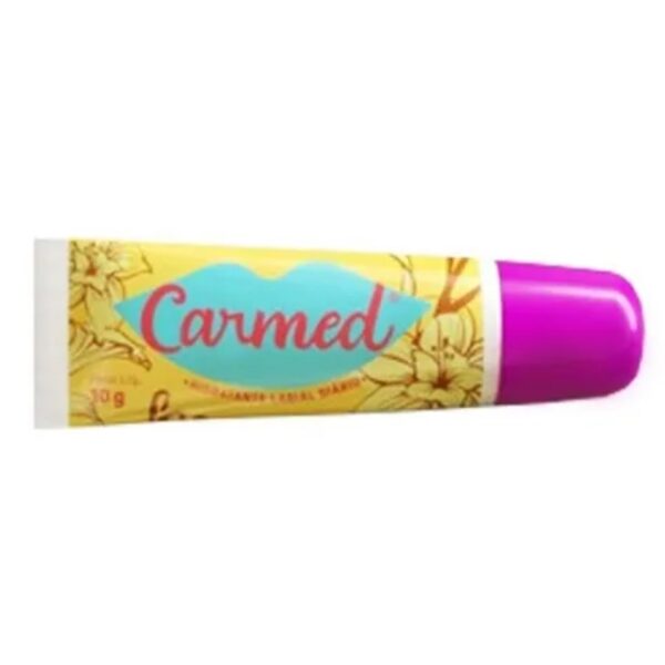 Kit Carmed Hidratante Labial c/ 4 und - 10g cada. Sabores: Melancia, Menta, Baunilha e Pêssego. Com Manteiga de Cacau. - Image 5