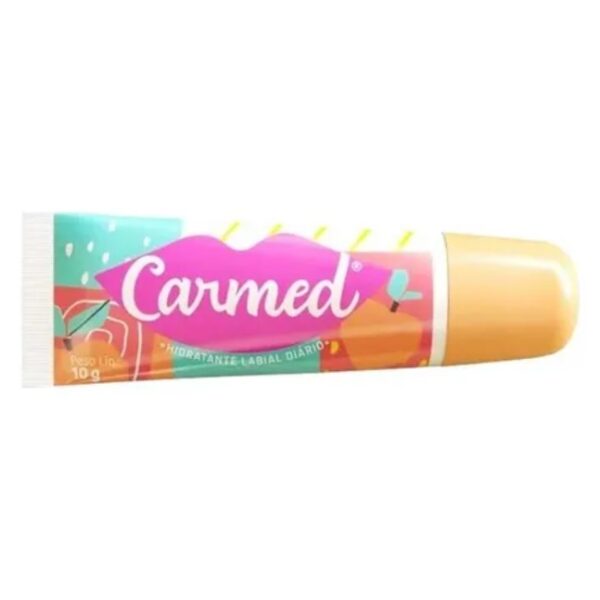 Kit Carmed Hidratante Labial c/ 4 und - 10g cada. Sabores: Melancia, Menta, Baunilha e Pêssego. Com Manteiga de Cacau. - Image 6