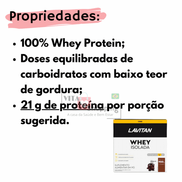 WHEY PROTEIN LAVITAN Sabor Chocolate Belga 900g - CIMED - Image 2