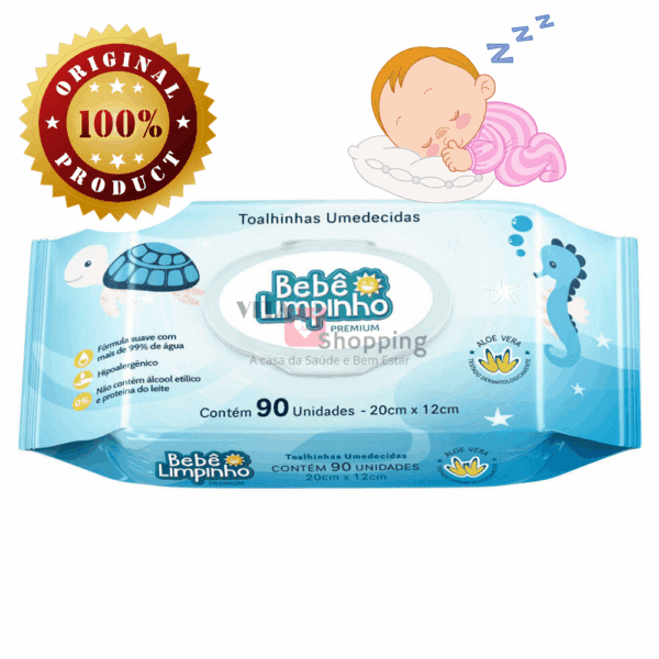 Toalha Umedecida Bebê Limpinho Premium - Com Aloe Vera