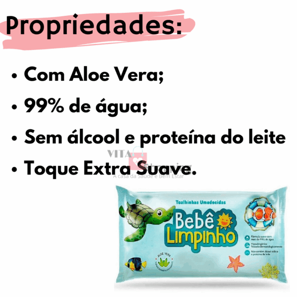 Toalha Umedecida Bebê Limpinho Economia - Com Aloe Vera - Image 2