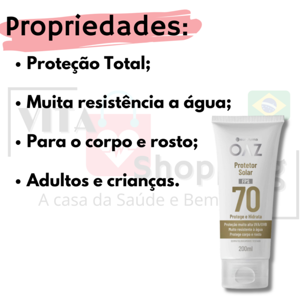 OAZ PROTETOR SOLAR 70 FPS - Toque seco - Corpo todo - Rende+ - Image 2