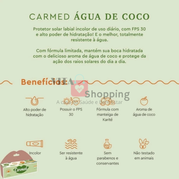 Carmed Água De Coco Fps 30 Protetor Labial Hidratante - 10g - Image 4