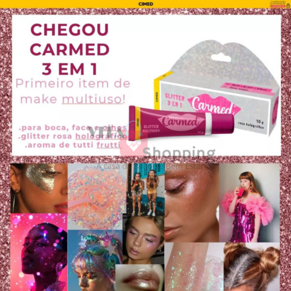 Hidratante Labial Carmed Glitter 3x1 Rosa Holográfico Carnaval 2025 Sabor Tutti Frutti - Image 3