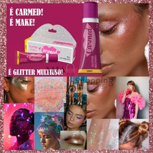 Hidratante Labial Carmed Glitter 3x1 Rosa Holográfico Carnaval 2025 Sabor Tutti Frutti - Image 4