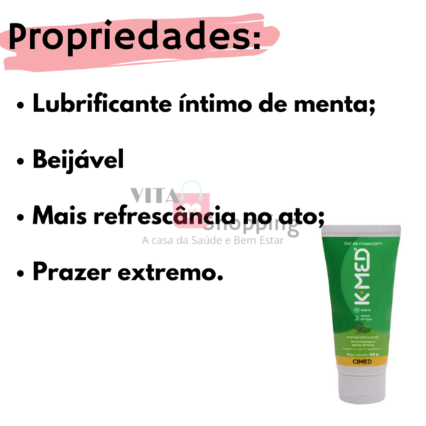 Lubrificante Íntimo K-Med Menta Refrescante Beijável 50g - Image 2
