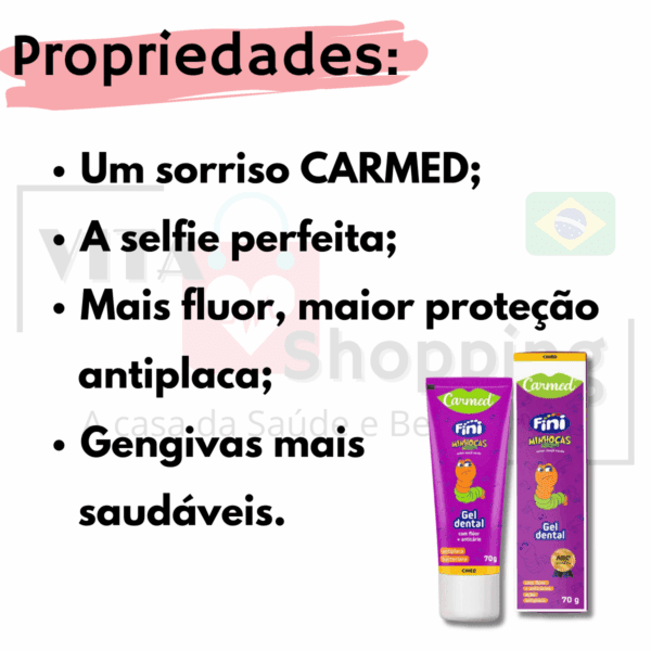 CARMED GEL DENTAL MINHOCAS - Dentes brancos e saudáveis - Image 2