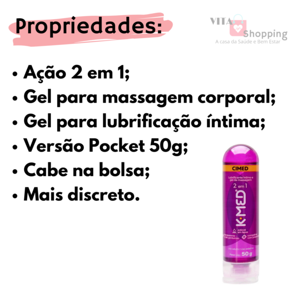 K-Med 2 em 1 Pocket - Lubrificante Íntimo 50g - Image 2