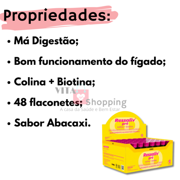 Hepatoprotetor Ressaliv Pré - 48 Flaconetes de 10ml Abacaxi - Image 2