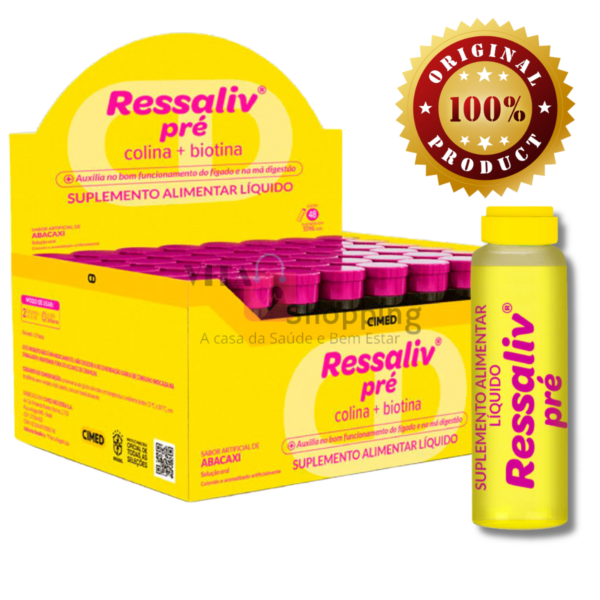 Hepatoprotetor Ressaliv Pré - 48 Flaconetes de 10ml Abacaxi