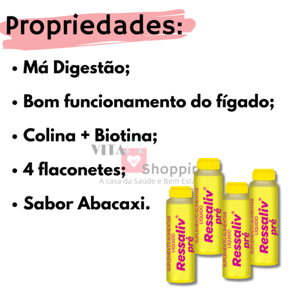 Hepatoprotetor Ressaliv Pré - 4 Flaconetes de 10ml Abacaxi - Image 2