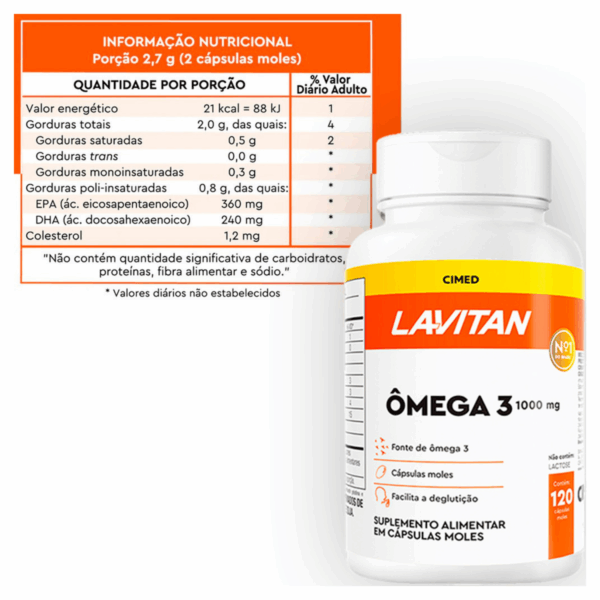 Ômega 3 1000mg Lavitan - 120 Cápsulas moles Original - Imagem 5