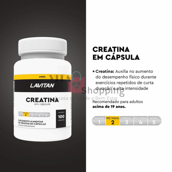 Creatina Monoidratada Pura, 100 Cápsulas - LAVITAN - Imagem 4