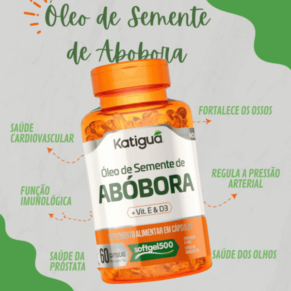 Óleo de Semente de Abóbora, Vitamina E, Vitamina D3 60Caps - Imagem 5